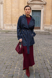 Paris Lightweight Denim Short Trench (Dark Denim)
