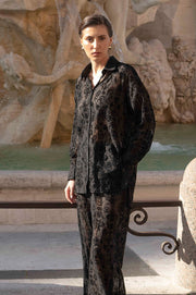 Asani Burnout Wide Leg Pant (Black)