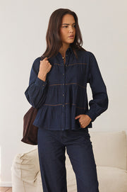 Eliza Lightweight Denim Shirt (Dark Denim)