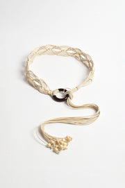 Timber Ring Long Macrame Cord Belt  (Cream/Choc)
