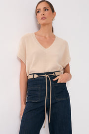 Tie Front Wide Back Belt (Camel)