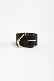Wrapped Buckle Stretch Belt (Black/Gold)