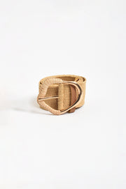 Wrapped Buckle Stretch Belt (Camel/Gold)