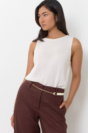 Panel and Chain Adjustable Belt (White)