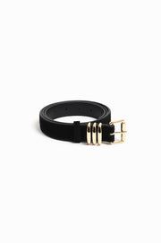 Kory Suede Jeans Belt (Black/Gold)