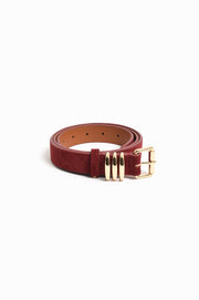 Kory Suede Jeans Belt (Burgundy/Gold)
