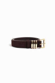 Kory Suede Jeans Belt (Chocolate/Gold)