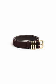 Kory Suede Jeans Belt (Chocolate/Gold)