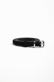 Tisha Thin Suede Jeans Belt (Black/Silver)