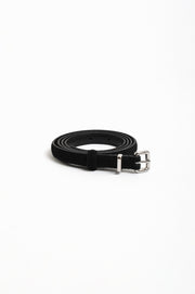 Tisha Thin Suede Jeans Belt (Black/Silver)