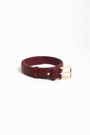 Riley Metal Buckle Jeans Belt (Burgundy/Gold)