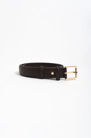 Riley Metal Buckle Jeans Belt (Chocolate/Gold)