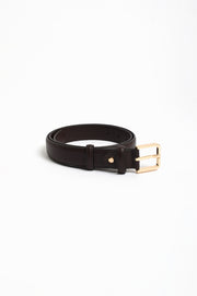 Riley Metal Buckle Jeans Belt (Chocolate/Gold)