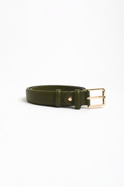 Riley Metal Buckle Jeans Belt (Olive/Gold)