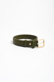 Riley Metal Buckle Jeans Belt (Olive/Gold)