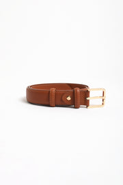 Riley Metal Buckle Jeans Belt (Tan/Gold)