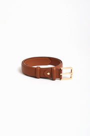 Riley Metal Buckle Jeans Belt (Tan/Gold)