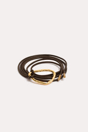 Hammered Metal Ring Tie Front Belt (Chocolate/Gold)