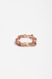 Stone Metal Mix Bracelet Set (Pink)