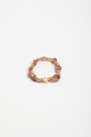 Stone Metal Mix Bracelet Set (Pink)
