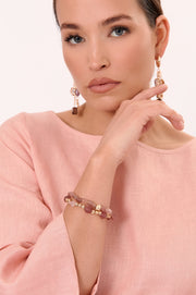 Stone Metal Mix Bracelet Set (Pink)