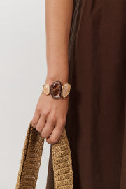 Geo Shapes Hinge Back Bangle (Chocolate)