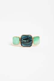 Metal Resin Hinge Back Bangle (Teal Green)