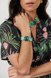 Metal Resin Hinge Back Bangle (Teal Green)