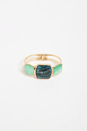 Metal Resin Hinge Back Bangle (Teal Green)