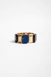 Resin Metal Panel Stretch Bracelet (Blue)