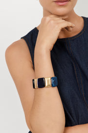 Resin Metal Panel Stretch Bracelet (Blue)