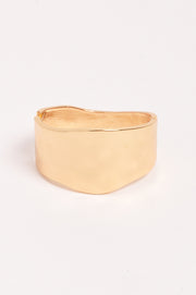 Textured Metal Hinged Bangle (Gold)
