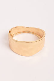Textured Metal Hinged Bangle (Gold)