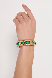Resin Set Metal Bangle (Green)