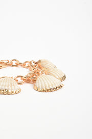 Metal Edged Shell Bracelet (White/Gold)