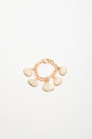 Metal Edged Shell Bracelet (White/Gold)