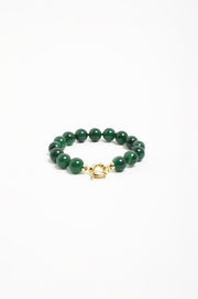Stone Ball Bead Bracelet (Green/Gold)