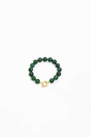 Stone Ball Bead Bracelet (Green/Gold)