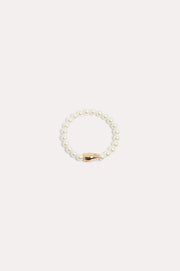 Glass Pearl Pod Stretch Bracelet (Cream/Gold)