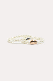 Glass Pearl Pod Stretch Bracelet (Cream/Gold)