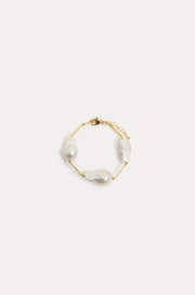 Baroque Pearl Metal Stem Bracelet (Gold/Cream)