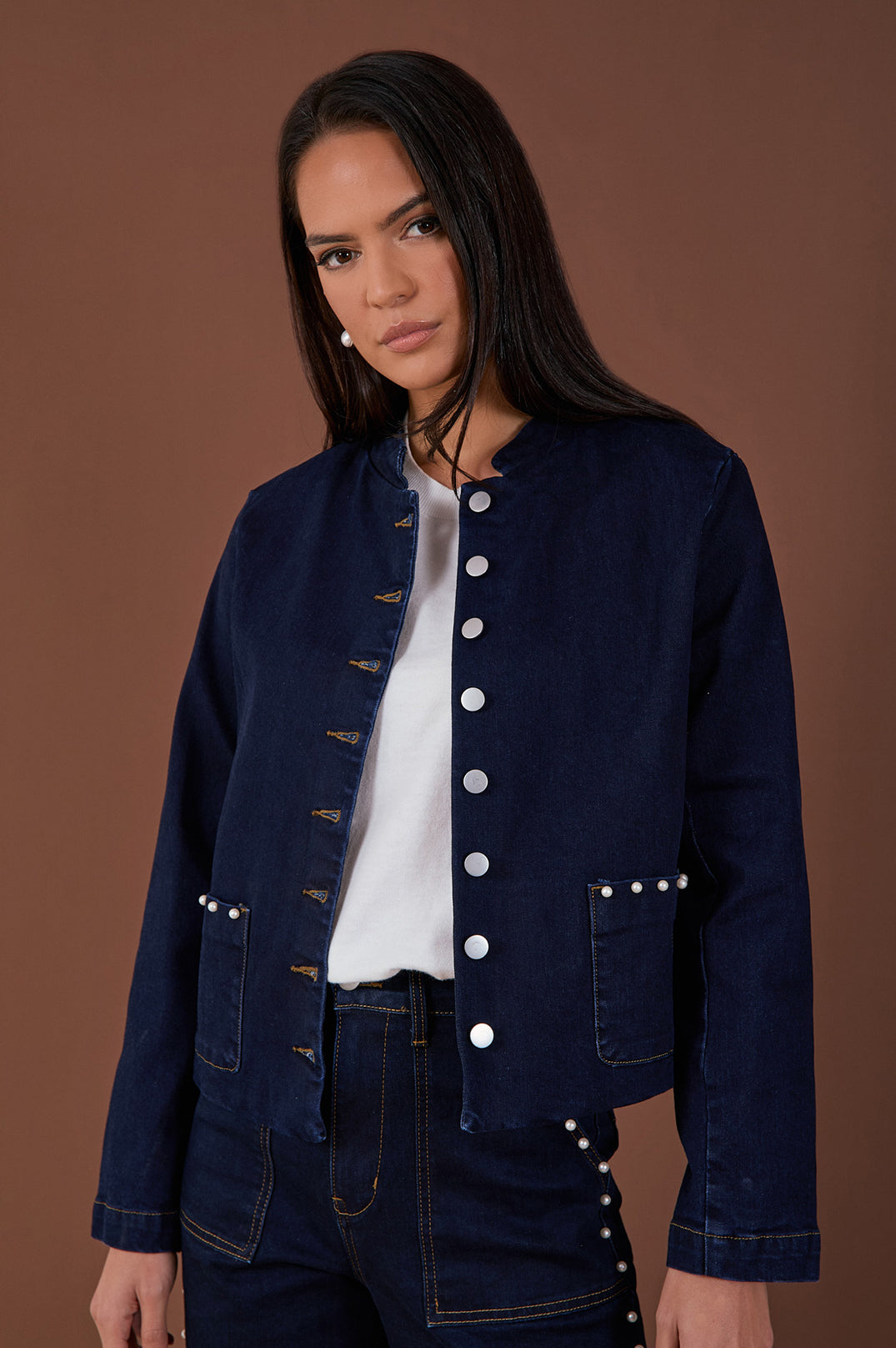 Heather Denim Jacket in Dark Wash | adorne
