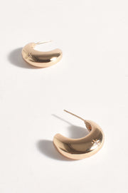 Polished Curve Front Event Earrings (Gold)