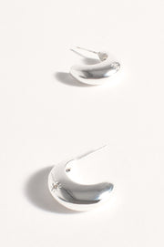 Polished Curve Front Event Earrings (Silver)