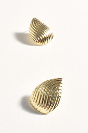 Lined Teardrop Metal Earrings (Gold)