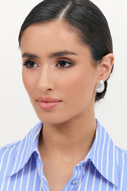 Lined Teardrop Metal Earrings (Silver)