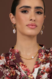 Fine Hoop Pearl Drop Earrings (Silver)