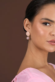 Stone Glass Mid Drop Earrings (Camel)