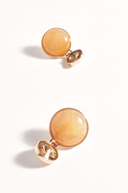 Stone Glass Mid Drop Earrings (Camel)