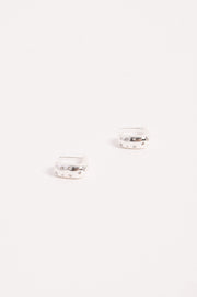 Diamante Set Curved Front Earrings (Silver/Crystal)